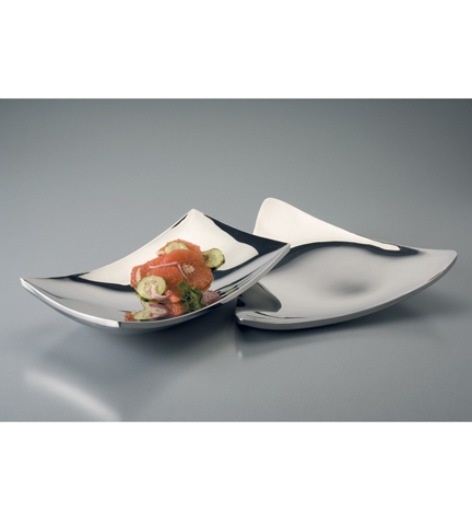 Stainless Steel Double-Walled Triangular Tray 14.5"